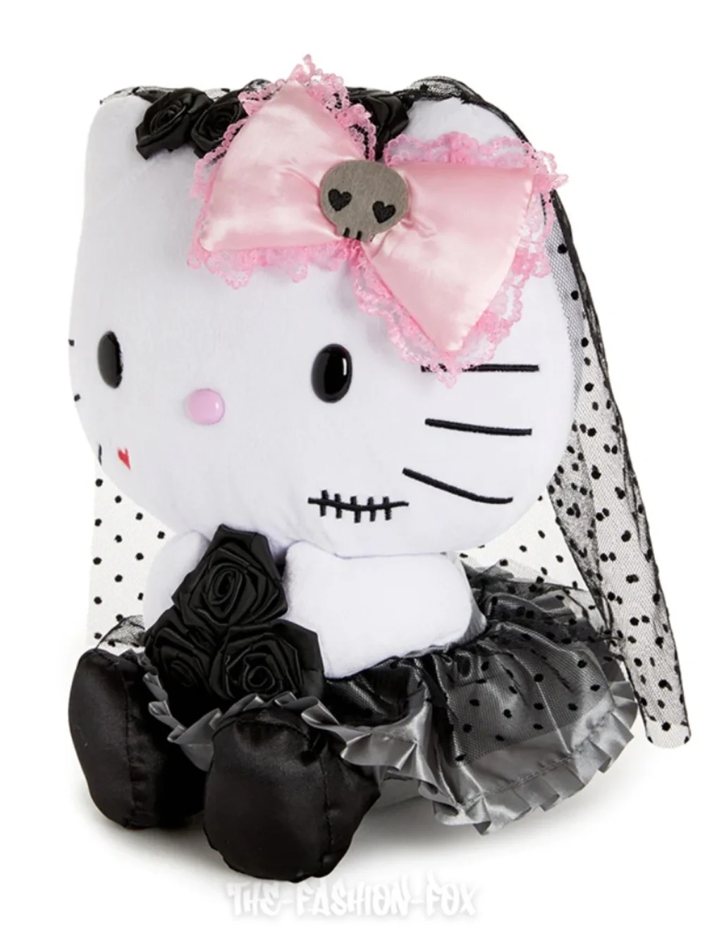 Sanrio Hello Kitty Halloween Black Pink Gothic Rose Ball Masquerade Plush Doll